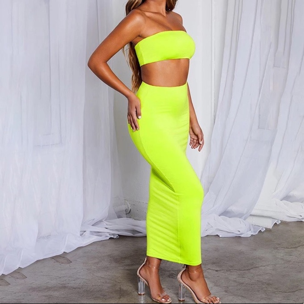 Lime tube top and maxi set